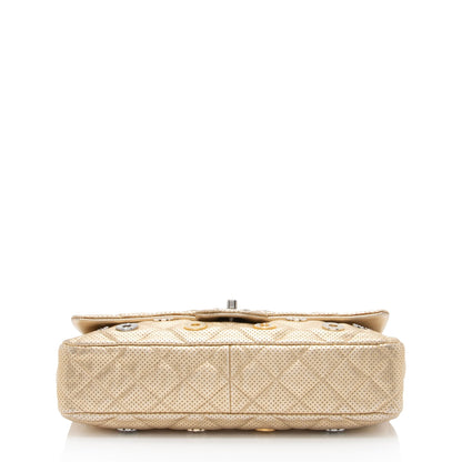 Chanel Metallic Perforated Lambskin CC Medals Medium Flap Bag (SHF-5oF95y)