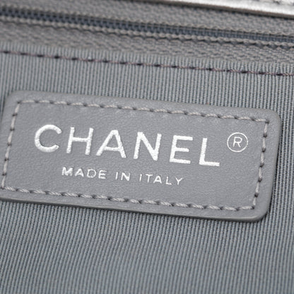 Chanel Metallic Silver Crumpled Calfskin Leather Big Bang Large Flap Bag