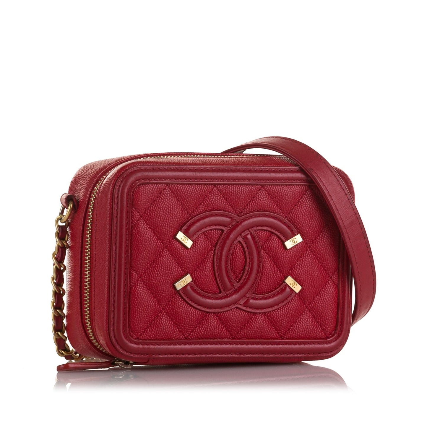 Chanel Mini CC Filigree Caviar Vanity Case (SHG-qVsozO)