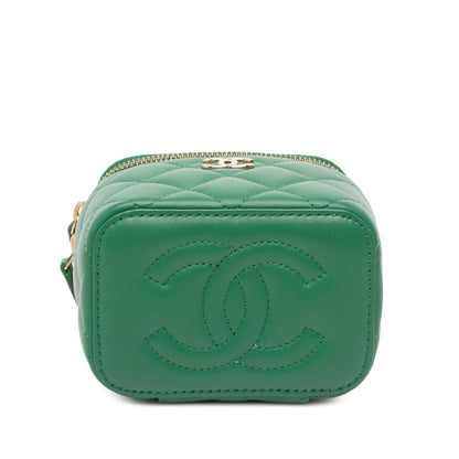 Chanel Mini CC Quilted Lambskin Top Handle Vanity Case With Chain