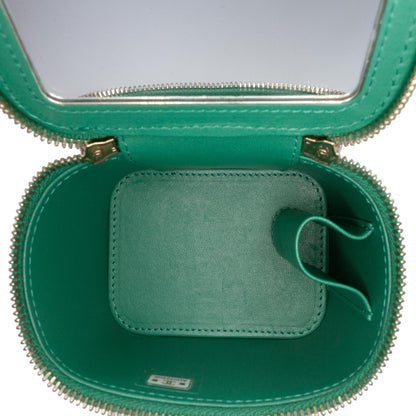 Chanel Mini CC Quilted Lambskin Top Handle Vanity Case With Chain