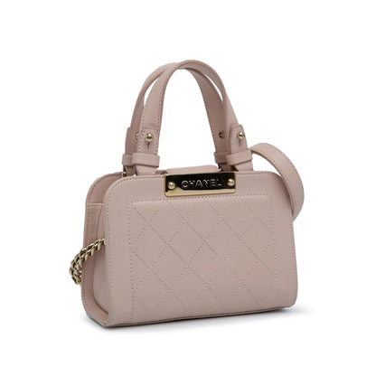 Chanel Mini Calfskin Label Click Shopping Tote (SHG-2qUZVI)