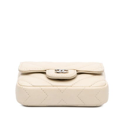 Chanel Mini Chevron Lambskin Card Holder Chain Belt Bag
