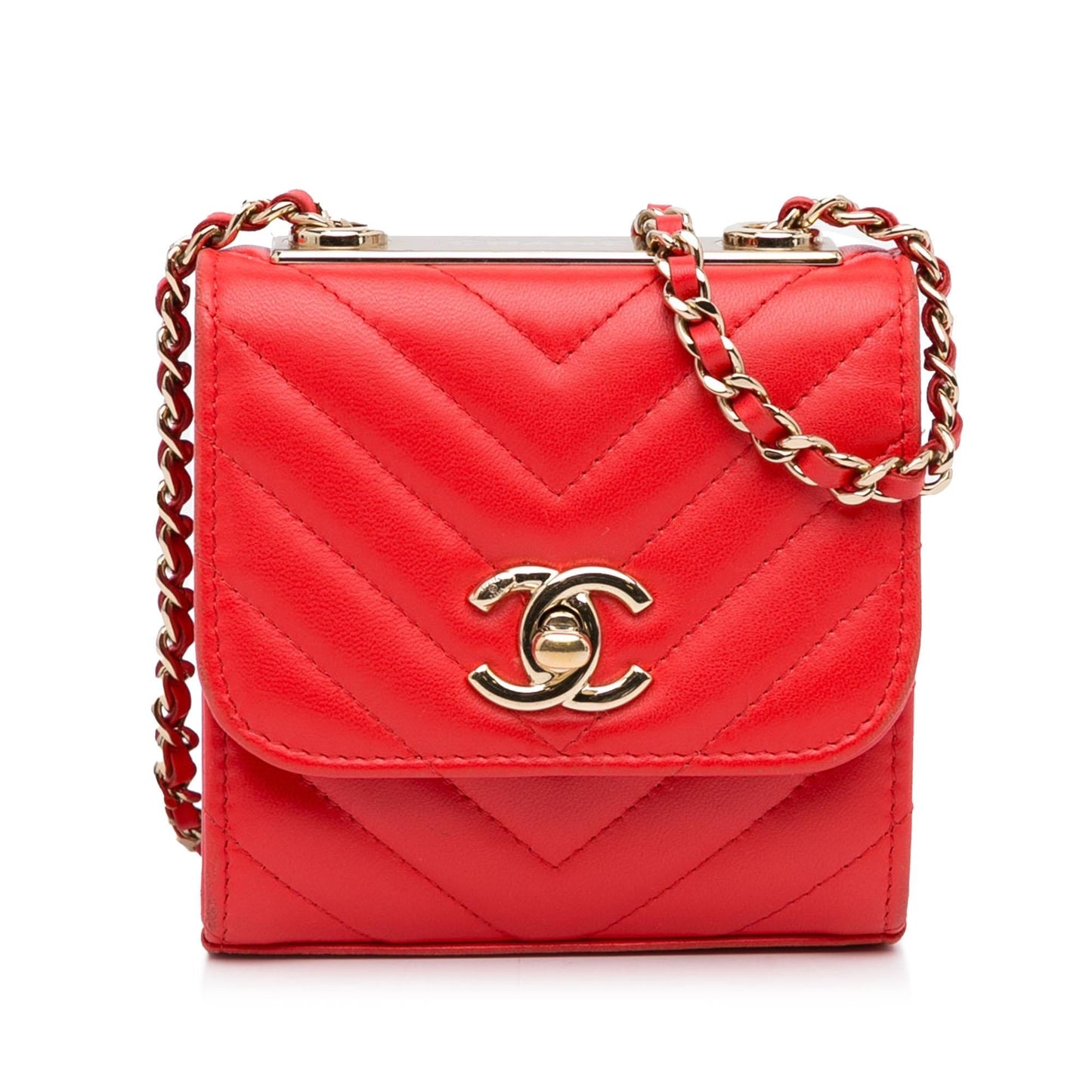 Chanel Mini Chevron Lambskin Trendy CC Chain Wallet (SHG-vfIIgX)