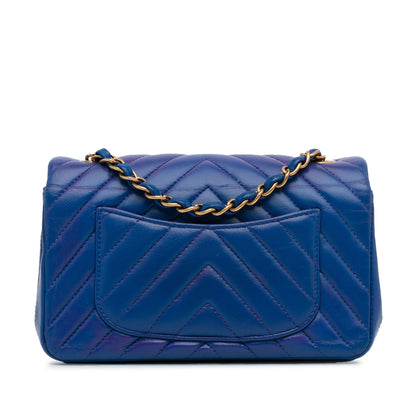 Chanel Mini Chevron Quilted Lambskin Rectangular Flap Bag (SHG-S3wMjz)