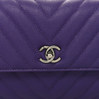 CHANEL MINI COCO HANDLE CHEVRON QUILTED CAVIAR LEATHER BAG