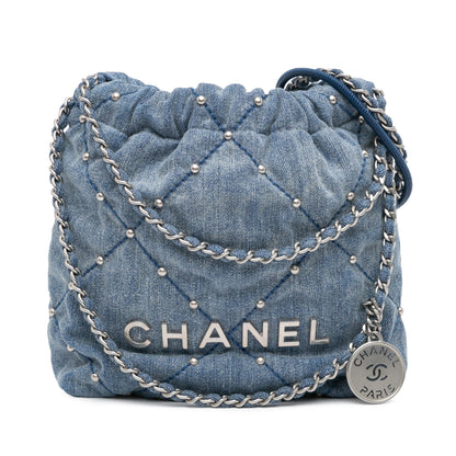 Chanel Mini Denim Studded 22 Handbag