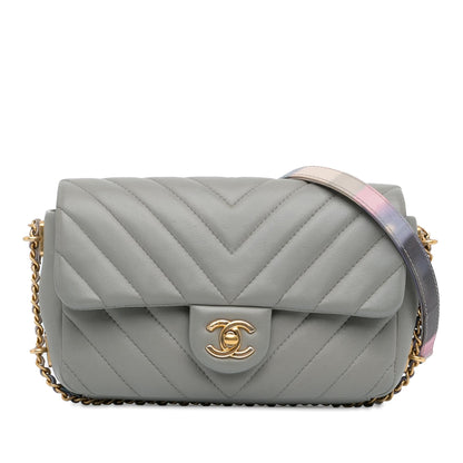 Chanel Mini Rectangular Chevron Lambskin Chain Around Flap (SHG-nJr512)