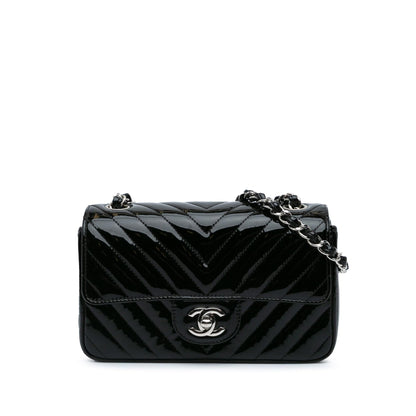 Chanel Mini Rectangular Classic Chevron Patent Single Flap