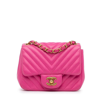 Chanel Mini Square Classic Chevron Lambskin Flap