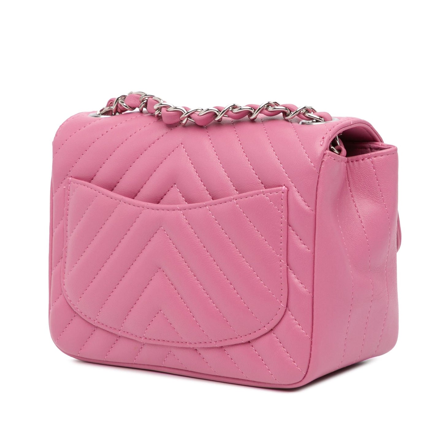 Chanel Mini Square Classic Chevron Lambskin Single Flap