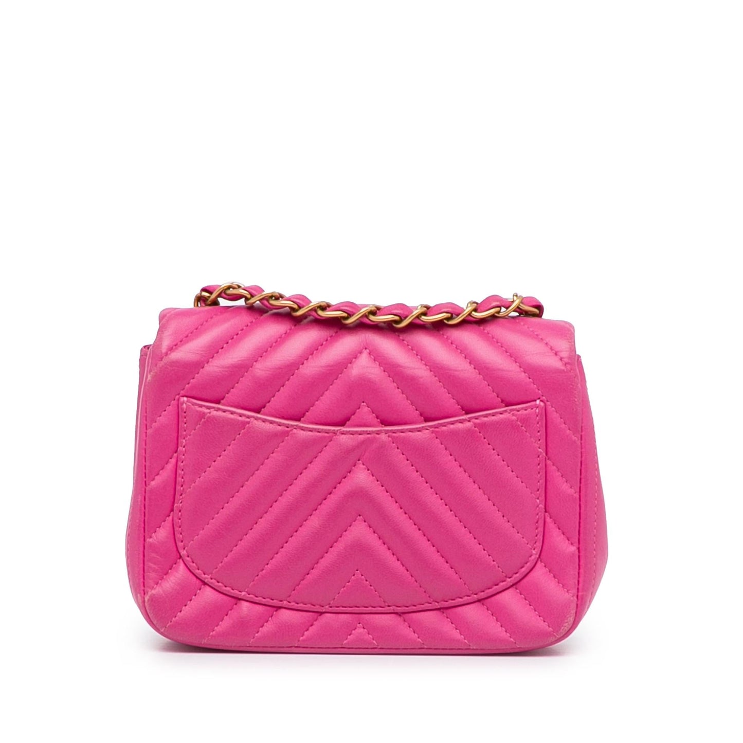 Chanel Mini Square Classic Chevron Lambskin Single Flap