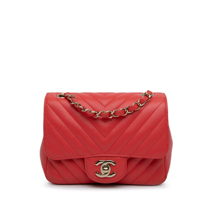 Chanel Mini Square Classic Lambskin Chevron Flap (SHG-HJTI2E)