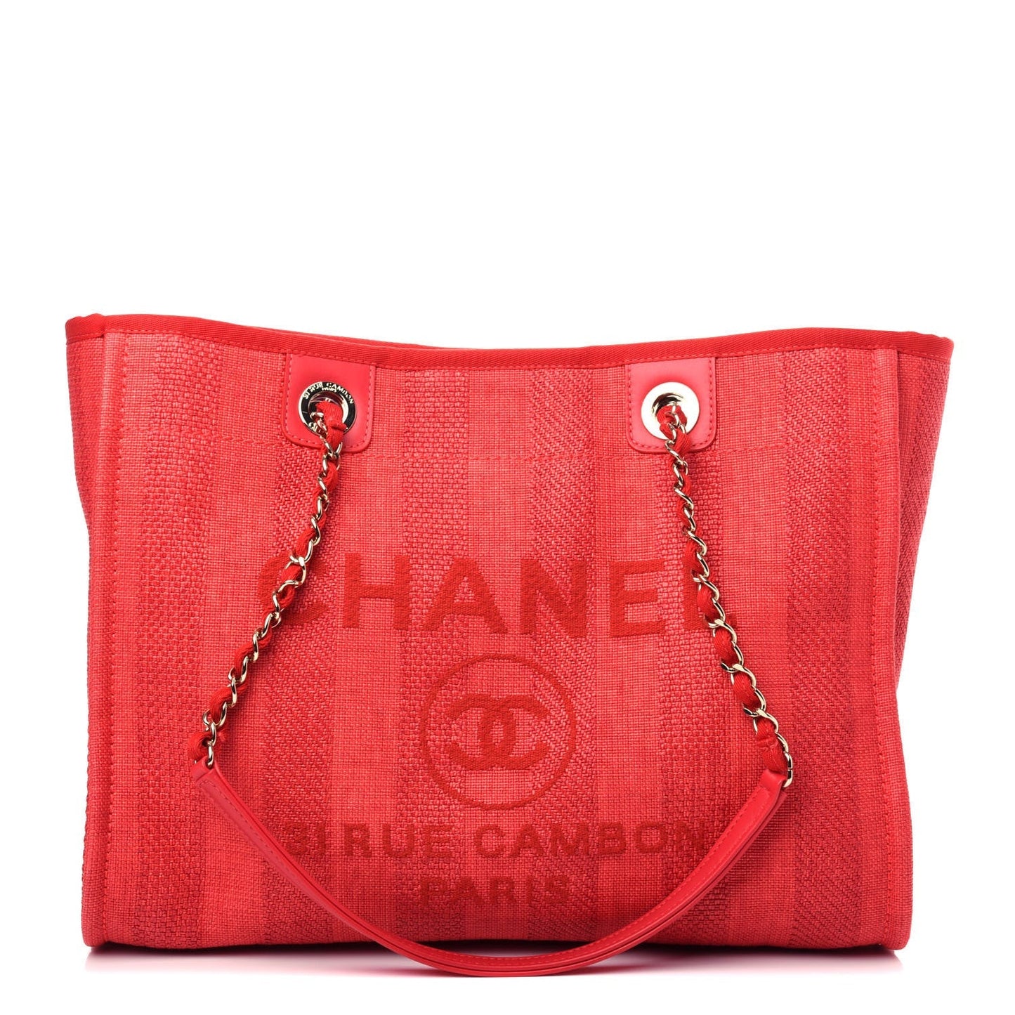 CHANEL Mixed Fibers Striped Deauville Tote