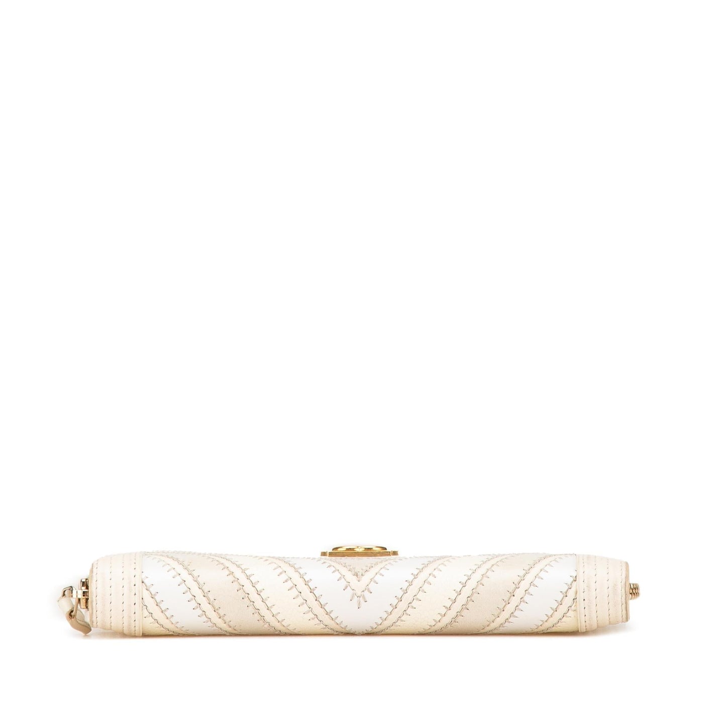 Chanel Mixed Leather Chevron Boy Zip Around Wallet