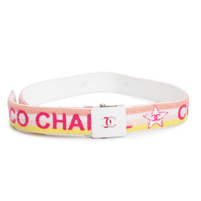 Chanel Muliticolor Coco Chanel Canvas Interlocking CC Logo Belt 85 34