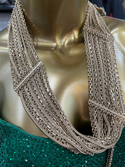CHANEL CC MULTI STRAND CHAIN LINK NECKLACE