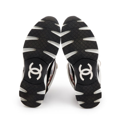 Chanel Multicolor Suede Patent Leather CC Logo Graffiti Flower Sneakers, Size 38