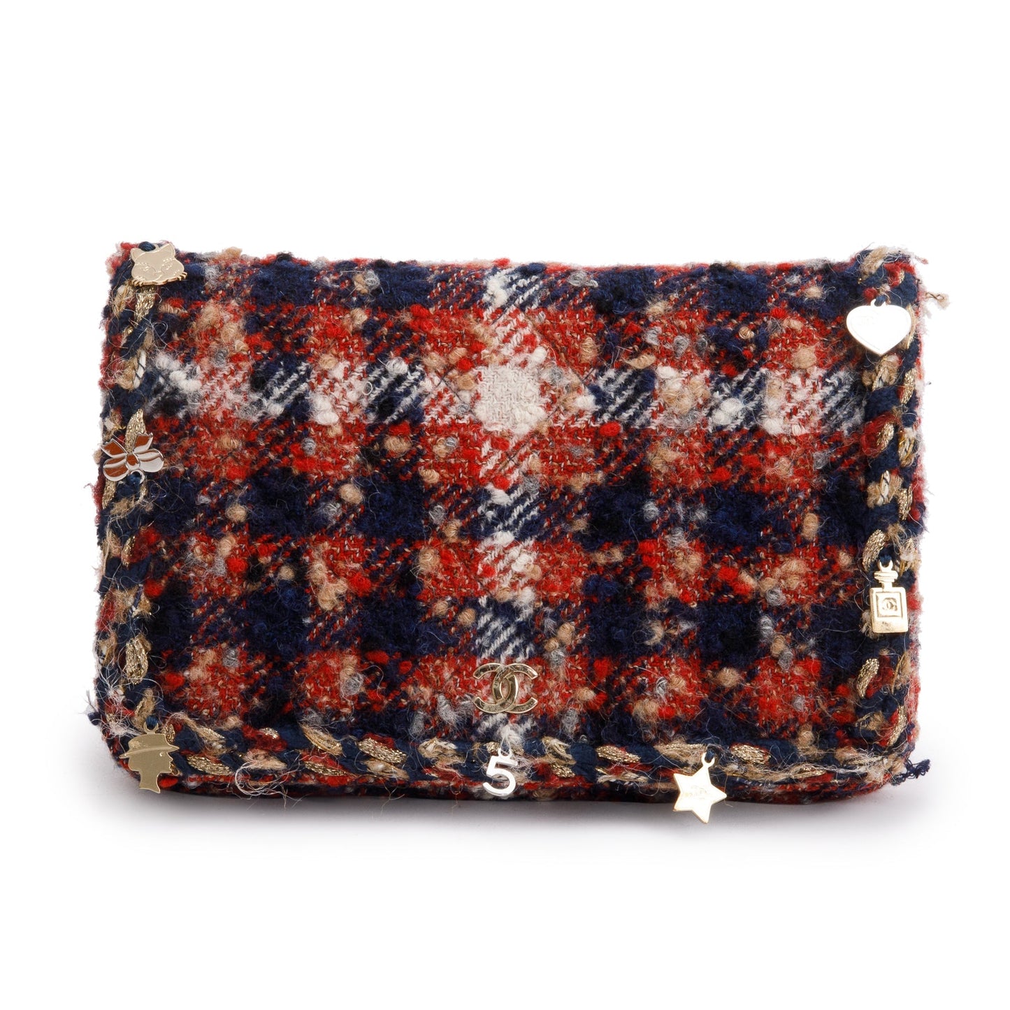 Chanel Multicolor Tweed Charms Wallet On Chain