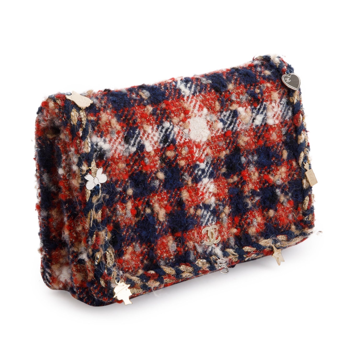 Chanel Multicolor Tweed Charms Wallet On Chain