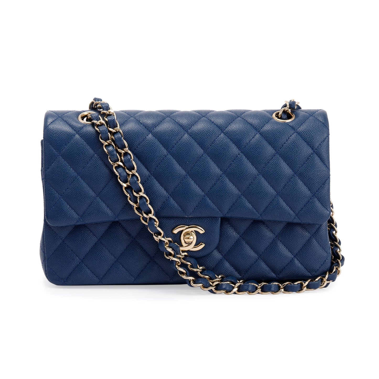 Chanel Navy Blue Classic Medium Double Flap Bag