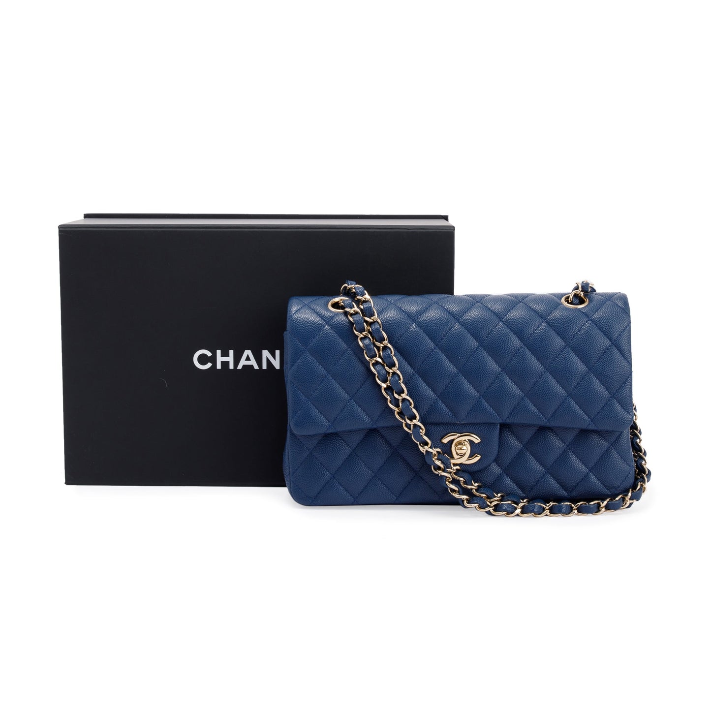 Chanel Navy Blue Classic Medium Double Flap Bag