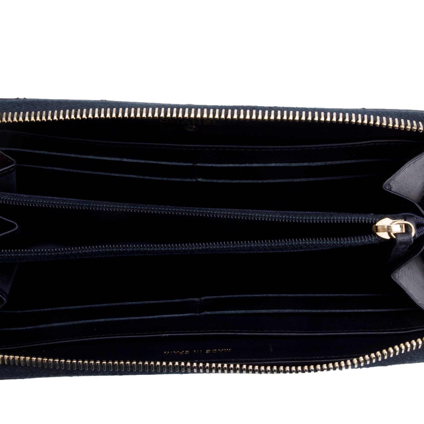 Chanel Navy Calfskin Leather Reissue Zip Around Wallet