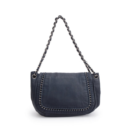 Chanel Navy Calfskin Luxe Ligne Accordion Flap Bag