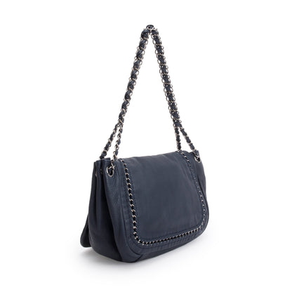 Chanel Navy Calfskin Luxe Ligne Accordion Flap Bag