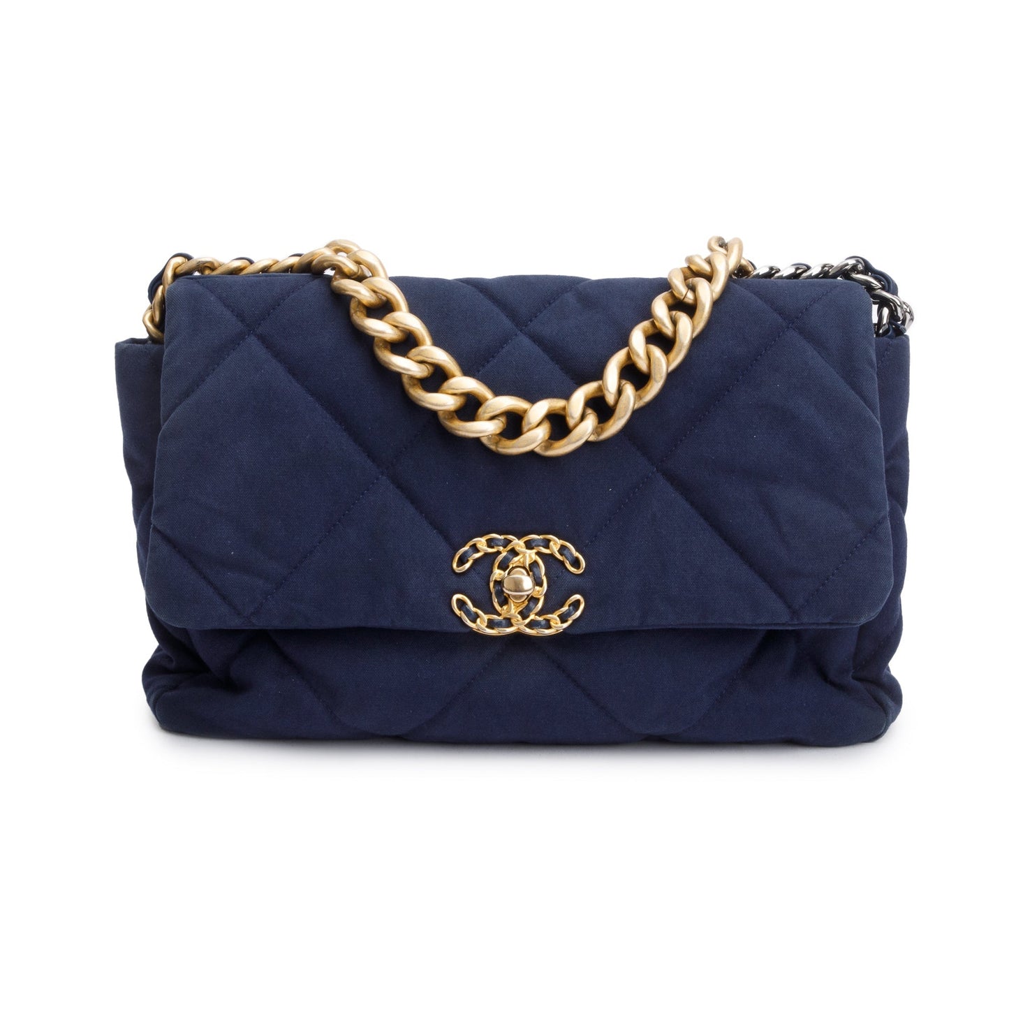 Chanel Navy Canvas Large 19 Flap Bag
