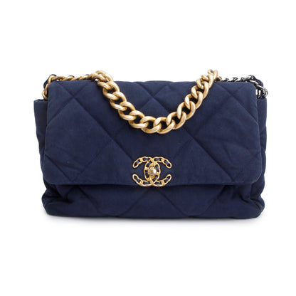 Chanel Navy Canvas Large 19 Flap Bag