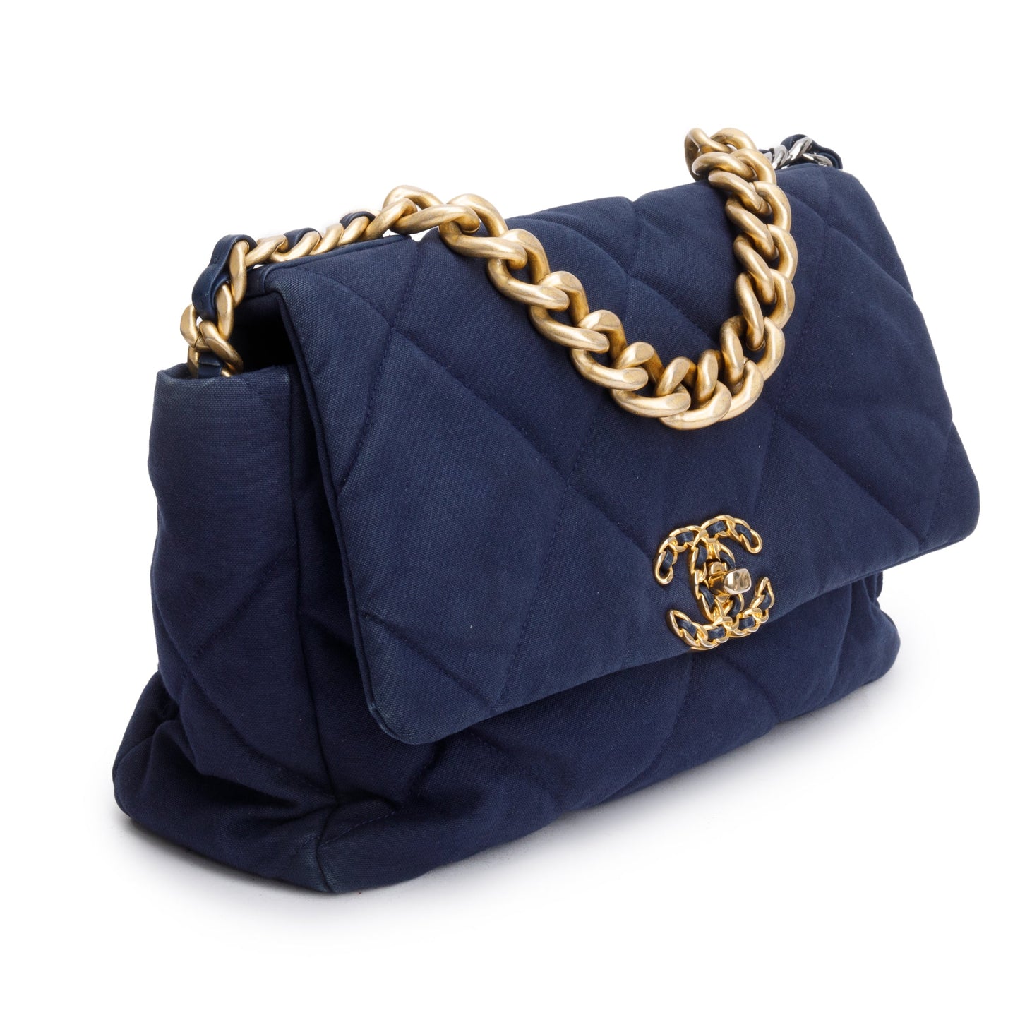 Chanel Navy Canvas Large 19 Flap Bag