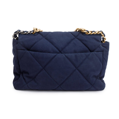Chanel Navy Canvas Large 19 Flap Bag
