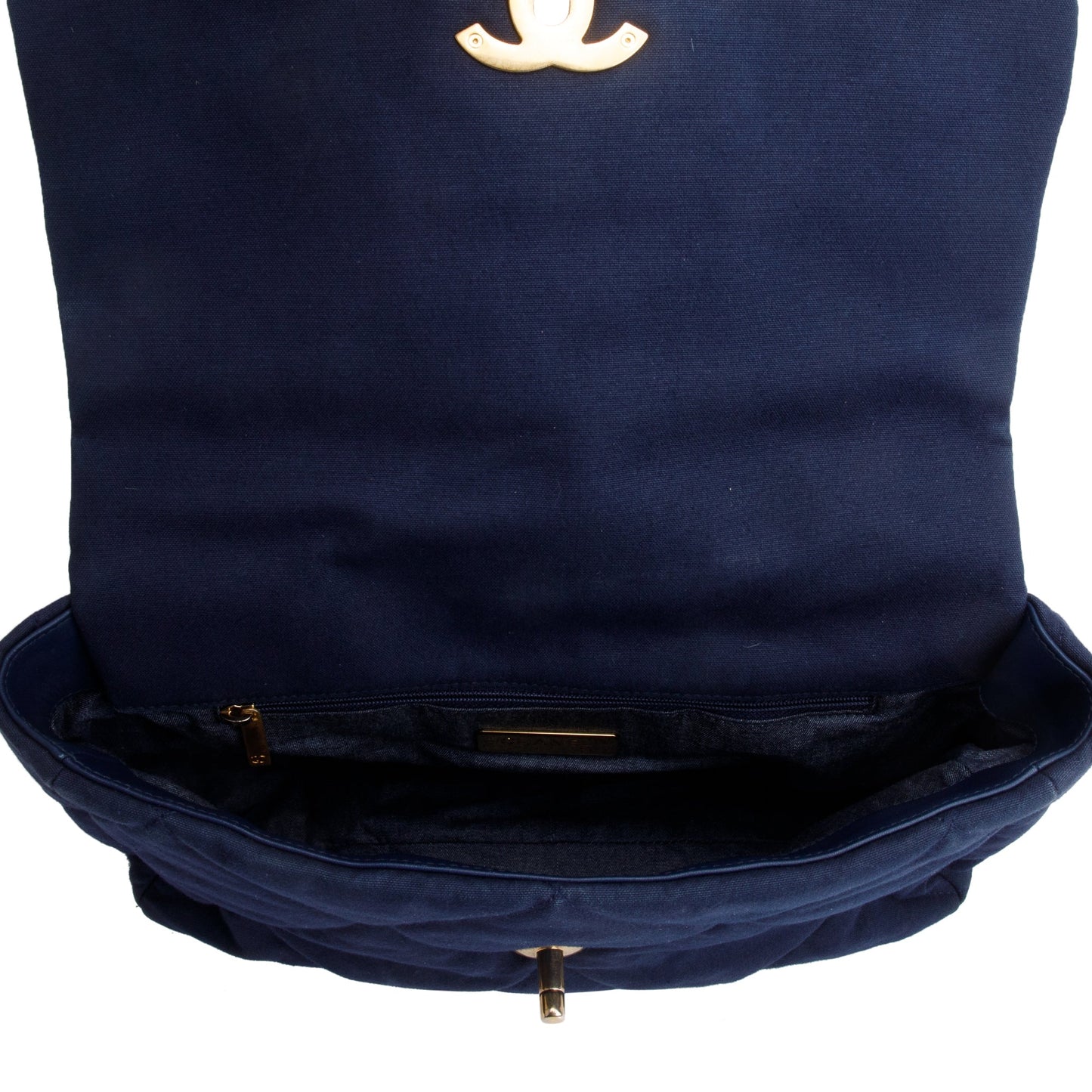 Chanel Navy Canvas Large 19 Flap Bag