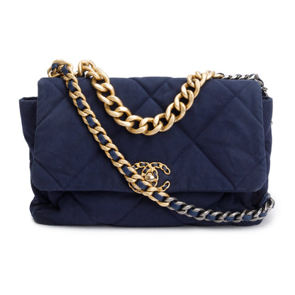Chanel Navy Canvas Large 19 Flap Bag