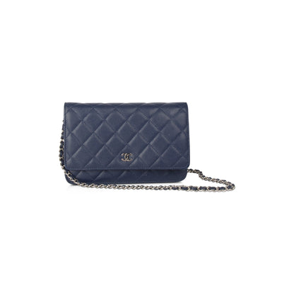 Chanel Navy Caviar Classic Wallet on Chain