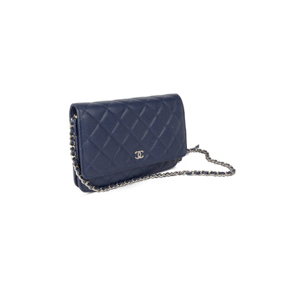Chanel Navy Caviar Classic Wallet on Chain