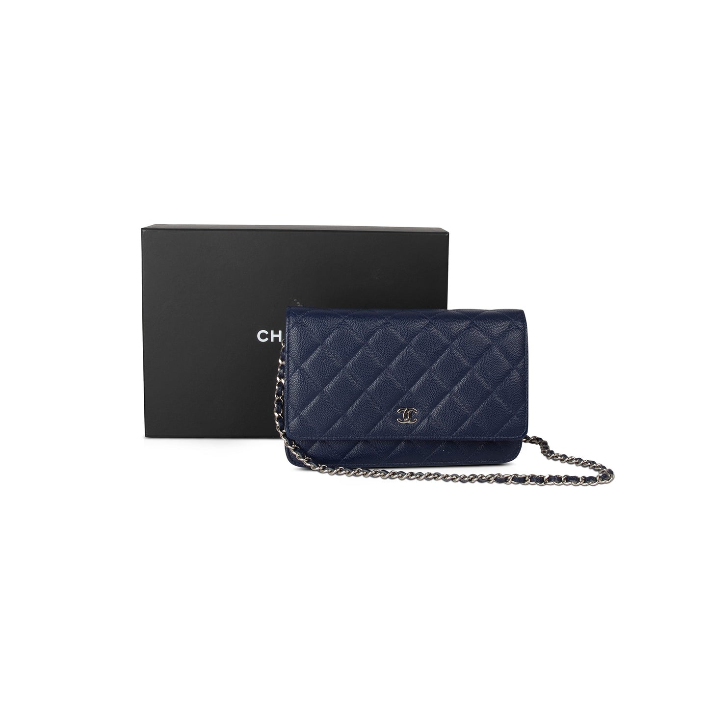 Chanel Navy Caviar Classic Wallet on Chain