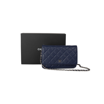 Chanel Navy Caviar Classic Wallet on Chain