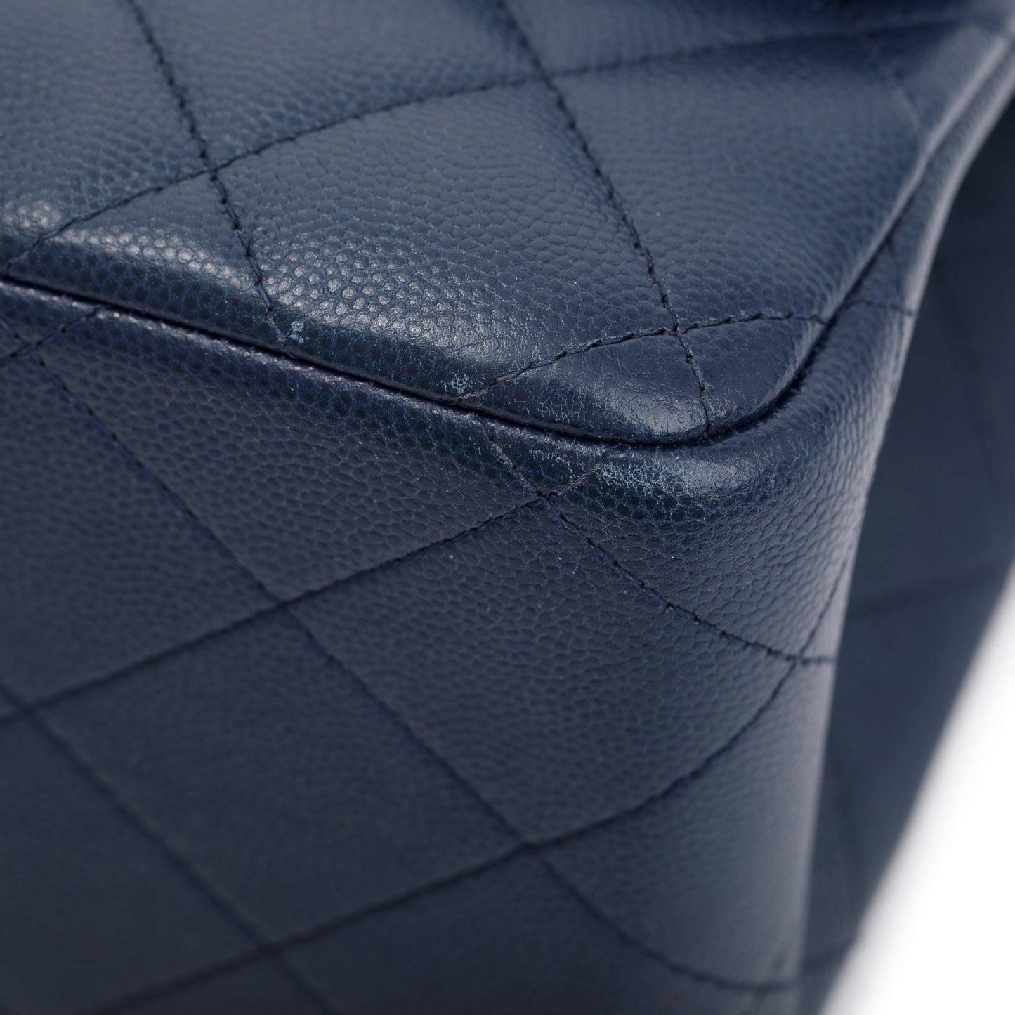 Chanel Navy Caviar Leather Classic Jumbo Double Flap Bag