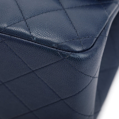 Chanel Navy Caviar Leather Classic Jumbo Double Flap Bag