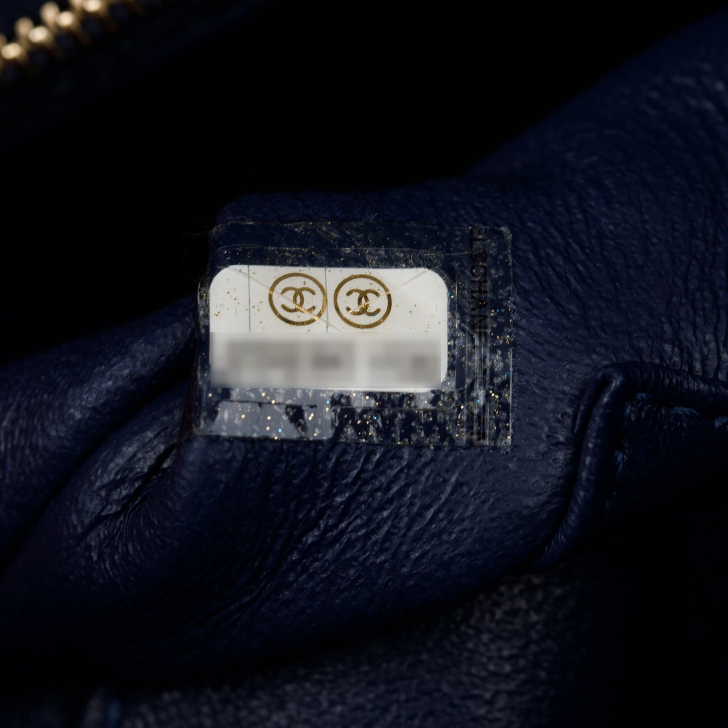 Chanel Navy Caviar Leather Lizard-Trimmed Small Coco Handle Bag