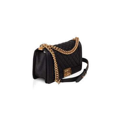 Chanel Navy Caviar Medium Boy Bag
