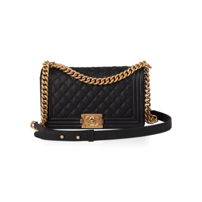 Chanel Navy Caviar Medium Boy Bag