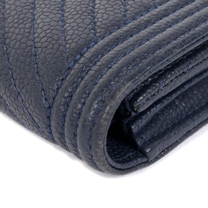 Chanel Navy Chevron Boy Long Flap Wallet