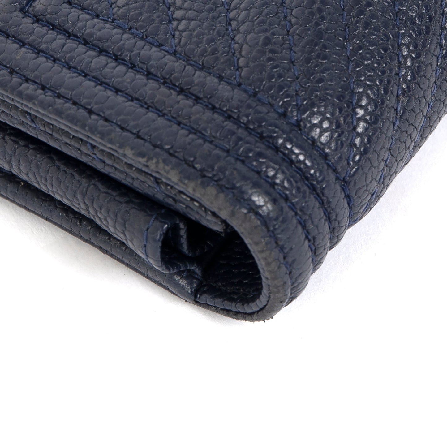 Chanel Navy Chevron Boy Long Flap Wallet