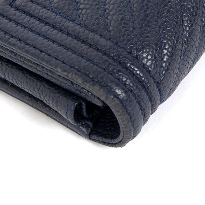 Chanel Navy Chevron Boy Long Flap Wallet