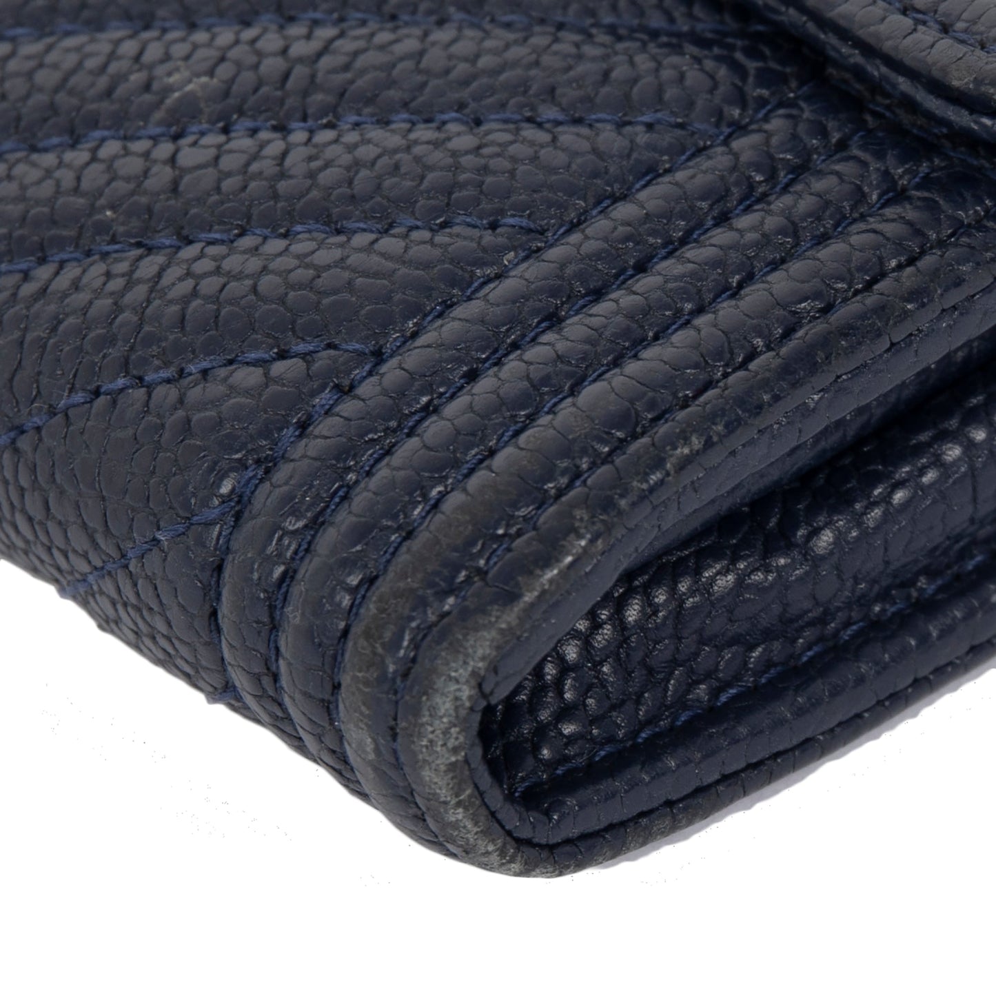 Chanel Navy Chevron Boy Long Flap Wallet