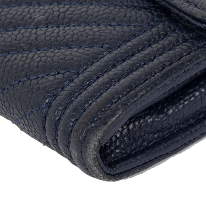 Chanel Navy Chevron Boy Long Flap Wallet