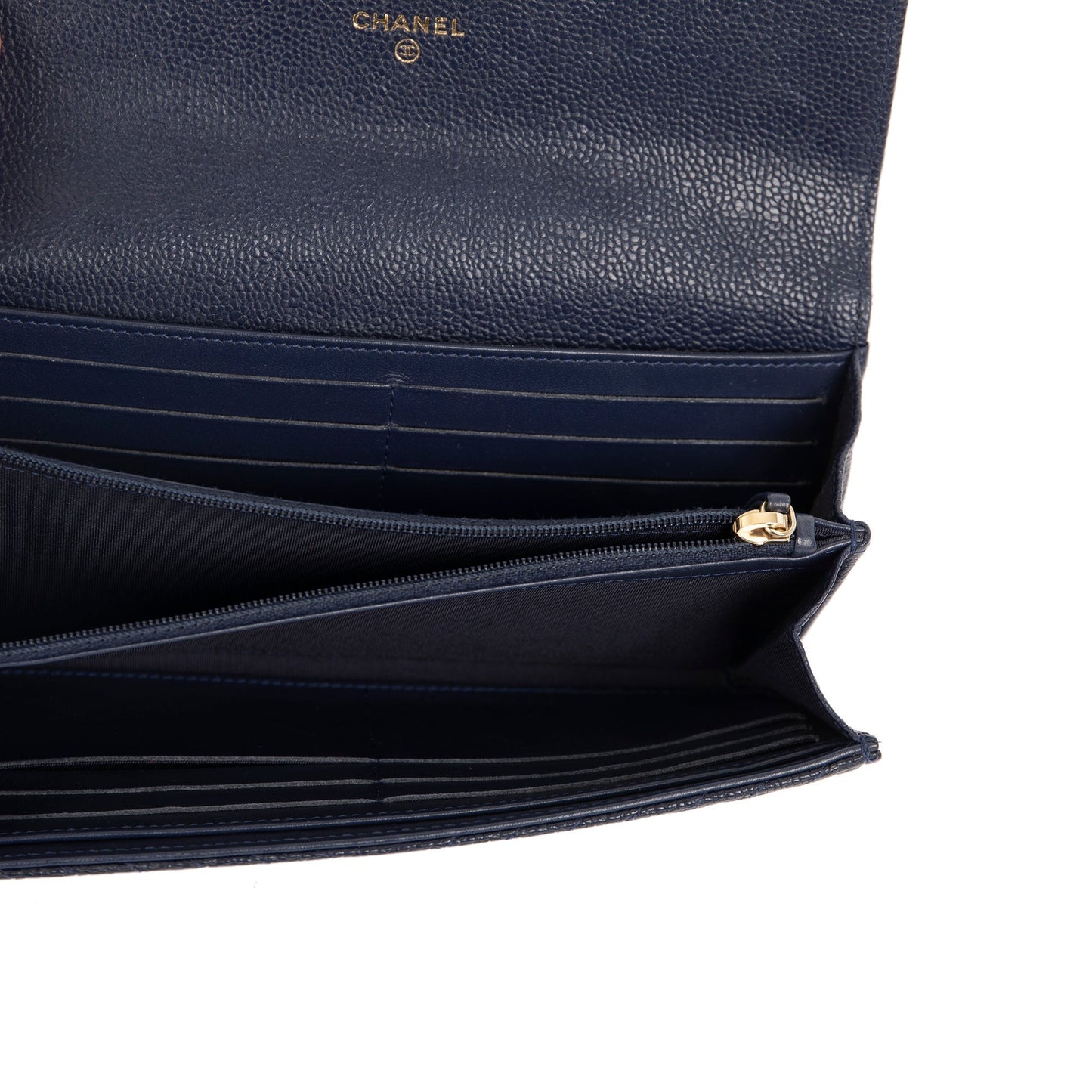 Chanel Navy Chevron Boy Long Flap Wallet